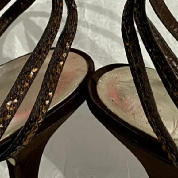 Strappy Evening Brown Sandal - Picture 11 of 13